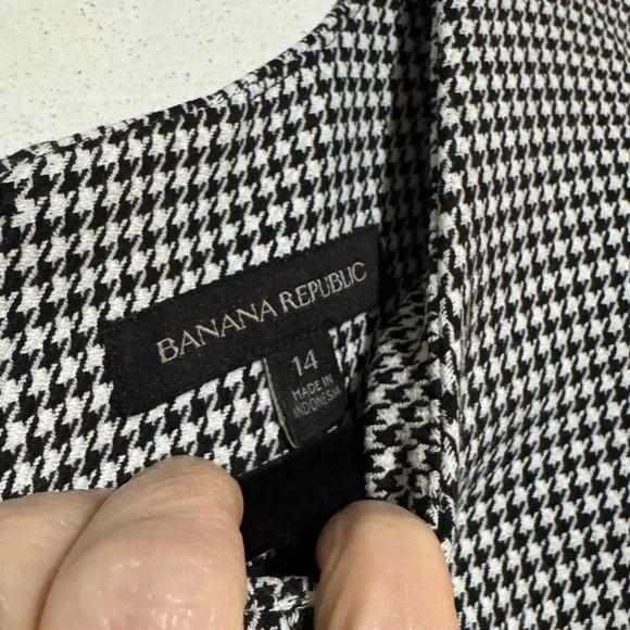 Banana Republic Black White Houndstooth Plaid Career Dress 14 Academia Fall - Picture 2 of 6